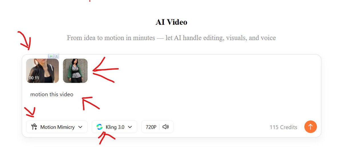 motion this video Lalu lanjut generate video Note: anda bisa menggunakan kling …