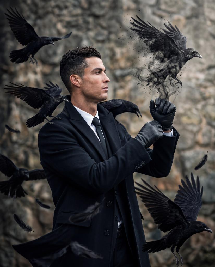 超写实奢华运动时尚大片,主角为克里斯蒂亚诺·罗纳尔多(Cristiano Ronaldo),保留其标志性的面部特征、运动体型、利落发型与自信气…, 图片 1