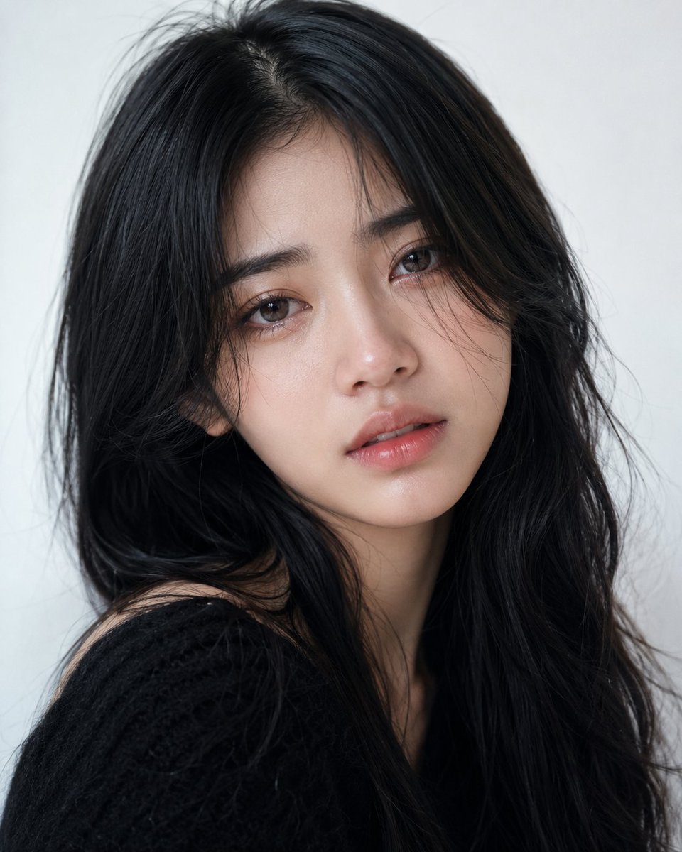 极度写实的极致特写美妆人像，拍摄一位20岁、容貌出众的印尼女子。她拥有白皙暖调的肌肤、光滑透亮的肤色、真实的毛孔、细腻自然的微光以及完美无瑕的…, 图片 1
