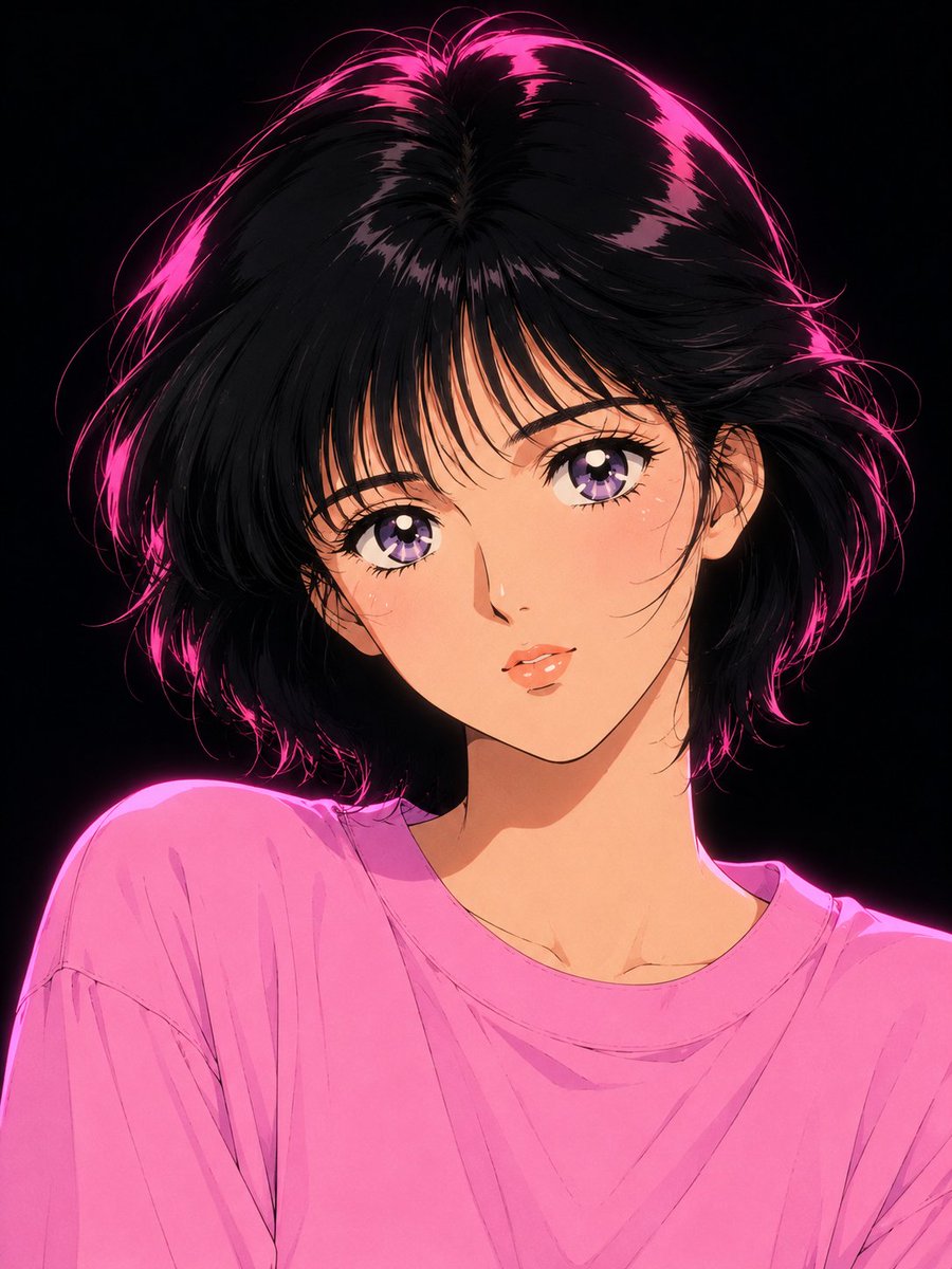 创作一幅极致精细的复古日系动漫肖像,灵感源自1980年代末至1990年代初真实的少女漫画赛璐珞(cel)动画风格。描绘一位优雅的年轻女性,拥有…, 图片 1