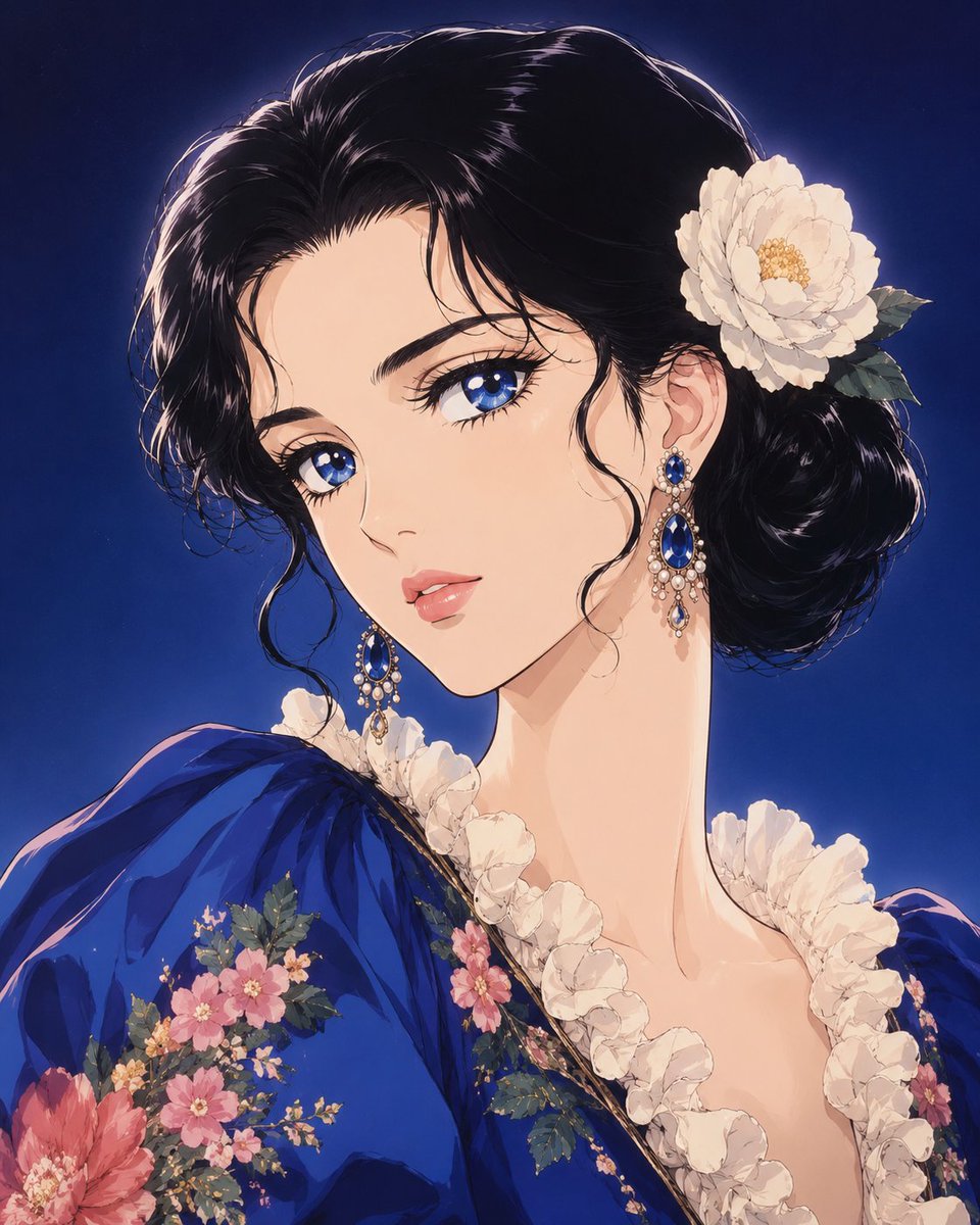 创作一幅极致精致的奢华动漫美妆肖像，灵感源自1980年代末至1990年代初日本正统少女漫画赛璐珞动画，并融合现代高定时装编辑大片风格。描绘一位…, 图片 1