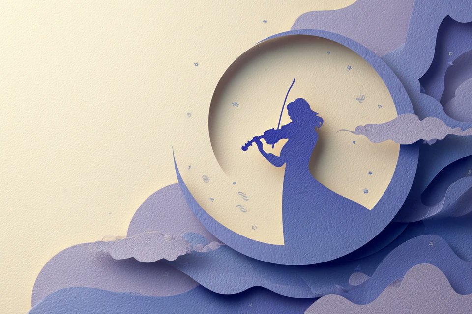 分层剪纸插画风格的[subject]，由柔和的[color1]和[color2]重叠形状构成，带有手工制作的纹理，层与层之间有细腻的阴影，干净…, 图片 4