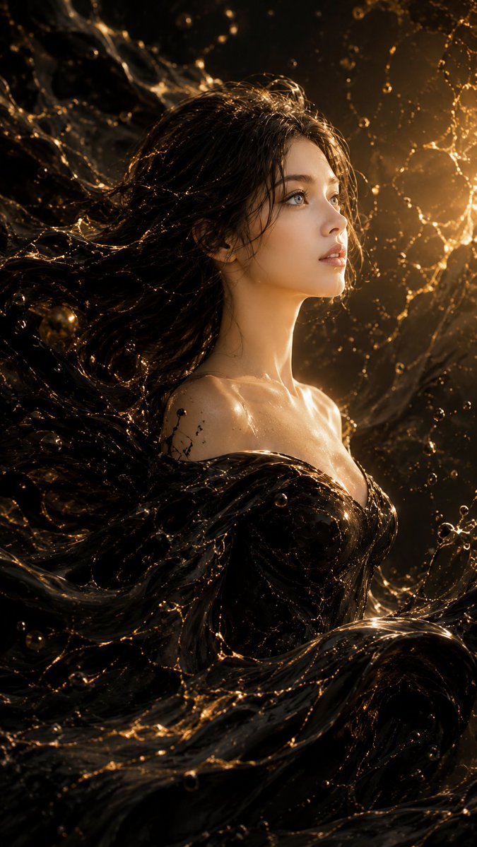 超现实 IMAX 级 Netflix 风格的电影暗黑奇幻肖像,9:16 竖构图,以上传的图片作为主要的风格和构图参考,创作一位美丽的年轻成年女…, 图片 1