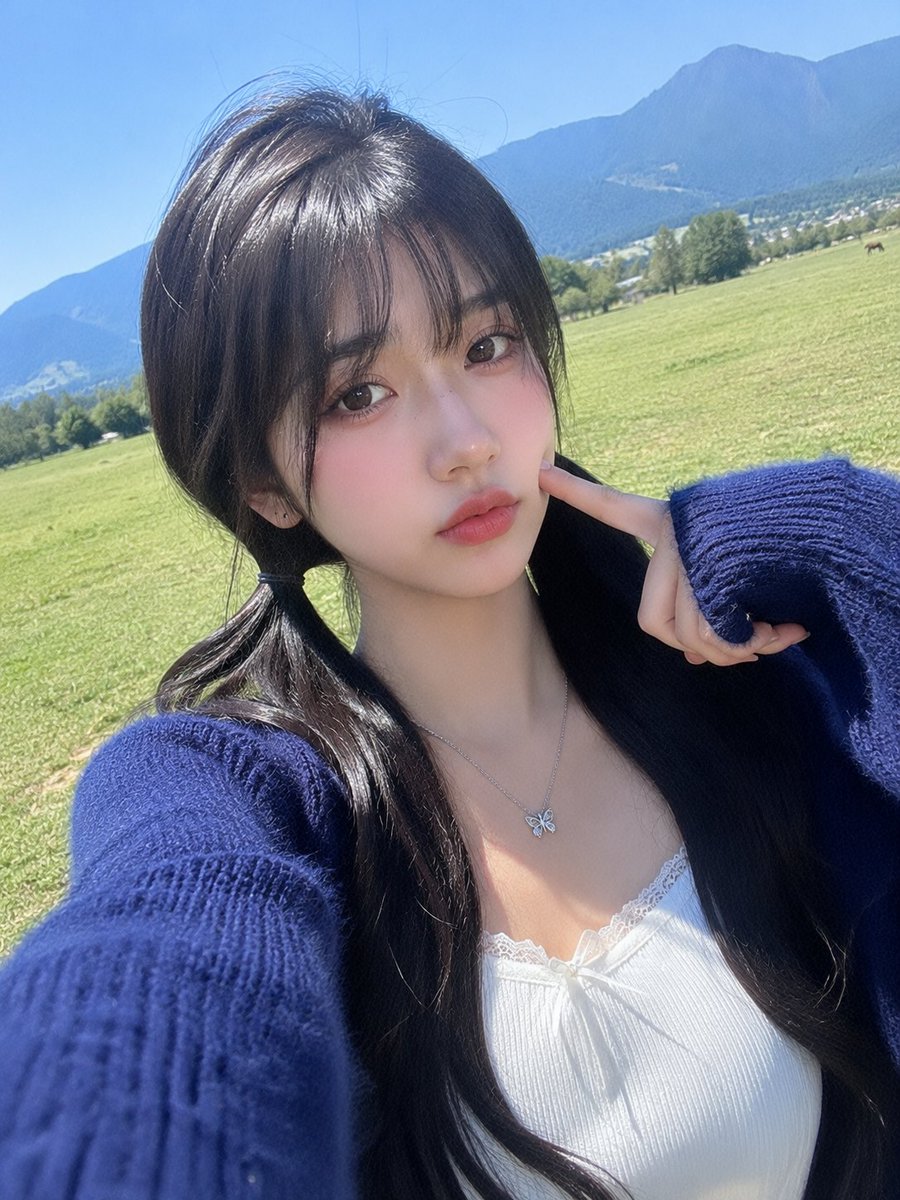 一张超写实智能手机自拍照:一位美丽的年轻日本女性,拥有光滑如瓷的肌肤、柔和自然的面部特征、温暖大气的棕色眼睛、亮泽的粉色双唇,以及柔顺的黑色长…, 图片 2