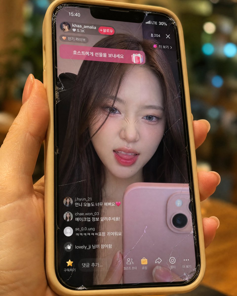 完全保留参考图片中韩国女性的面孔——不要改变她的脸型、眼睛、鼻子、嘴唇、比例、肤质或整体身份。制作一张超写实的9:16特写,画面中是一只从右侧…, 图片 2