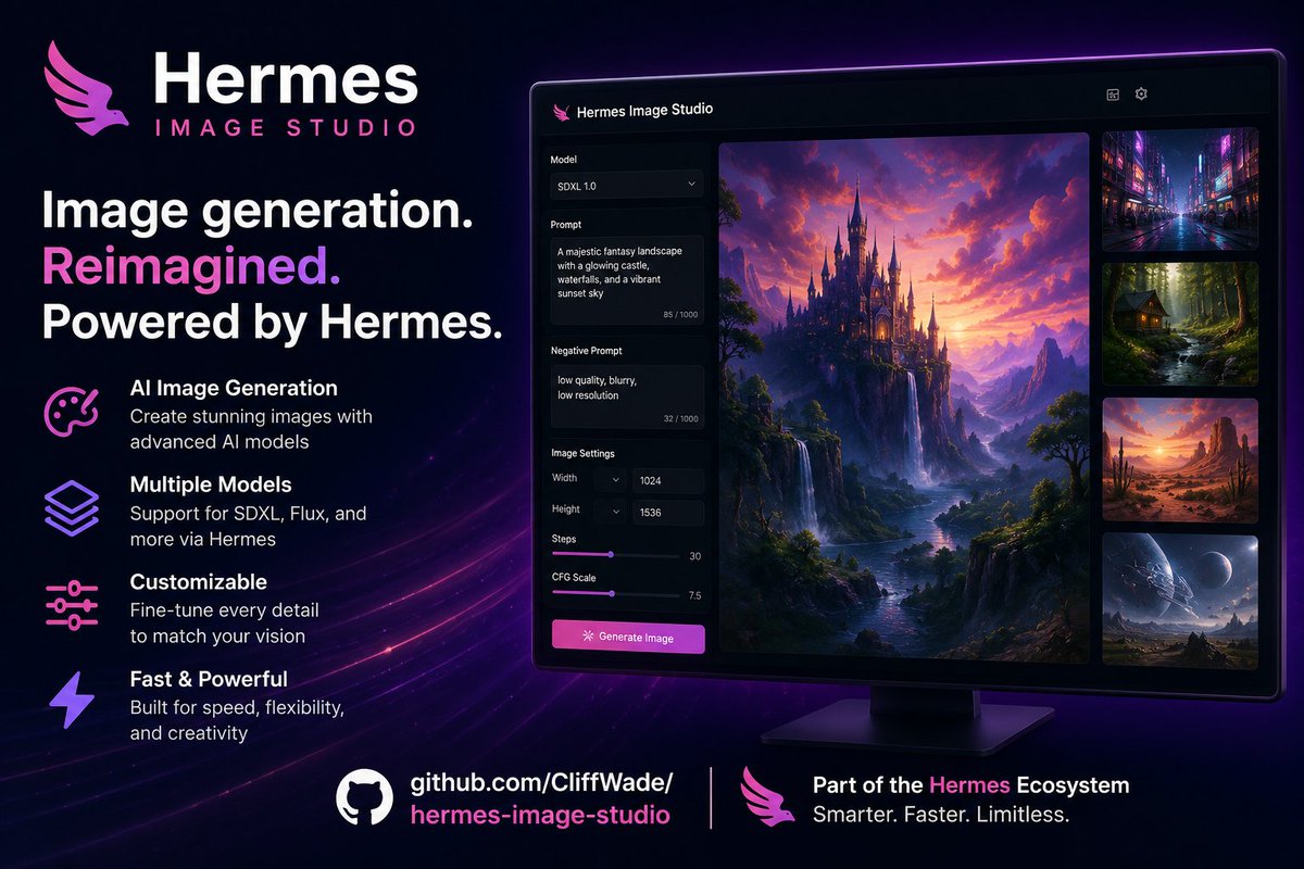 🚨 I built my first Hermes Agent plugin. It's called Hermes Image Studio. And h…