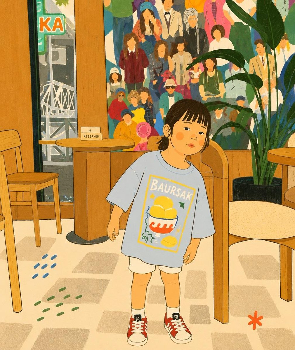 温馨极简扁平插画，采用温暖的韩式/日式绘本美学，描绘平凡而美好的家庭日常瞬间：柔和圆润的角色、简洁的面部特征、红润的脸颊、干净的黑色描边、低饱…, 图片 1