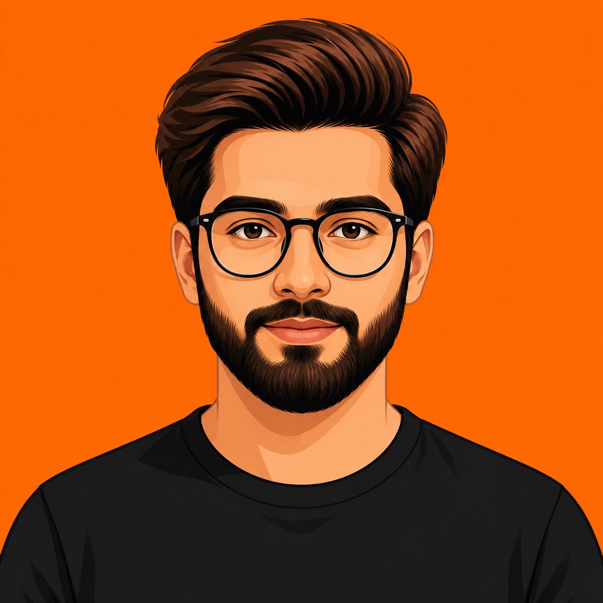 Create a clean, front-facing vector avatar of a young man in a contemporary fla…