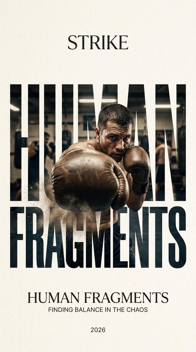 创建一个 9:16 比例的编辑海报,使用 HUMAN FRAGMENTS 视觉系统。, 图片 3