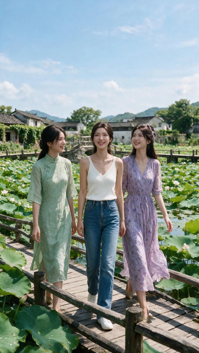 以参考图人物脸部五官为唯一身份锚点：三位成年亚洲女性（左边女性1参考图1图2图3，中间女性2参考图4图5图6，右边女性3参考图7图8图9图10…, 图片 2