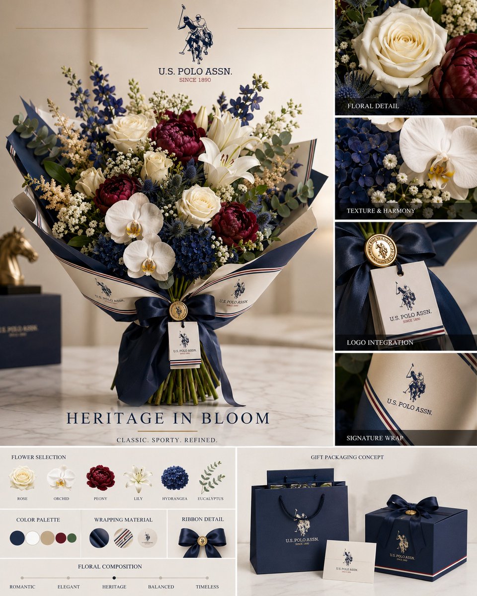 ⬇️ Transform the uploaded logo into a premium flower bouquet concept, where the…