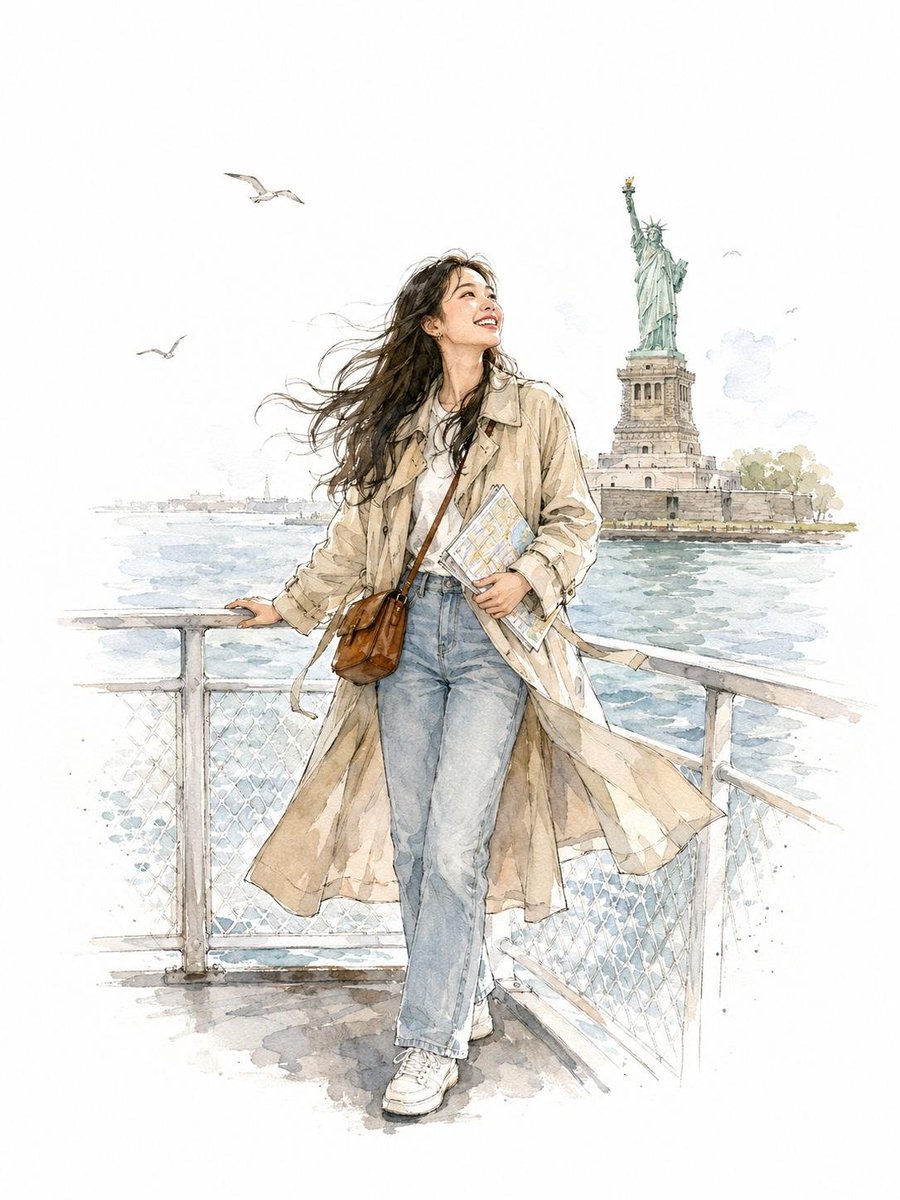 An illustration featuring delicate watercolors and rich ink, depicting a young …