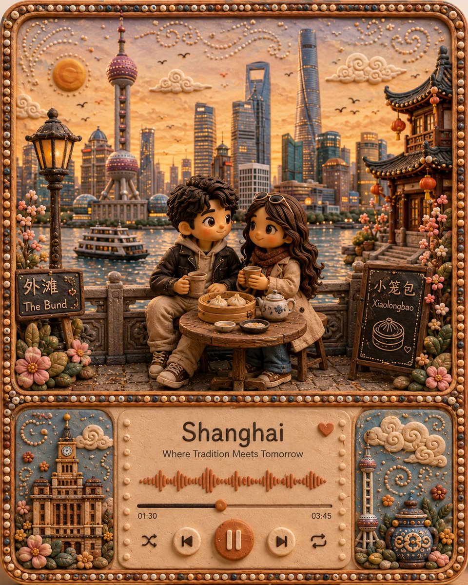 创作一幅适合 Instagram 的高端 4:5 竖版手工艺旅行插画,灵感来自 {LOCATION}。融合可爱的 3D 萌系角色、柔和哑光橡皮…, 图片 1
