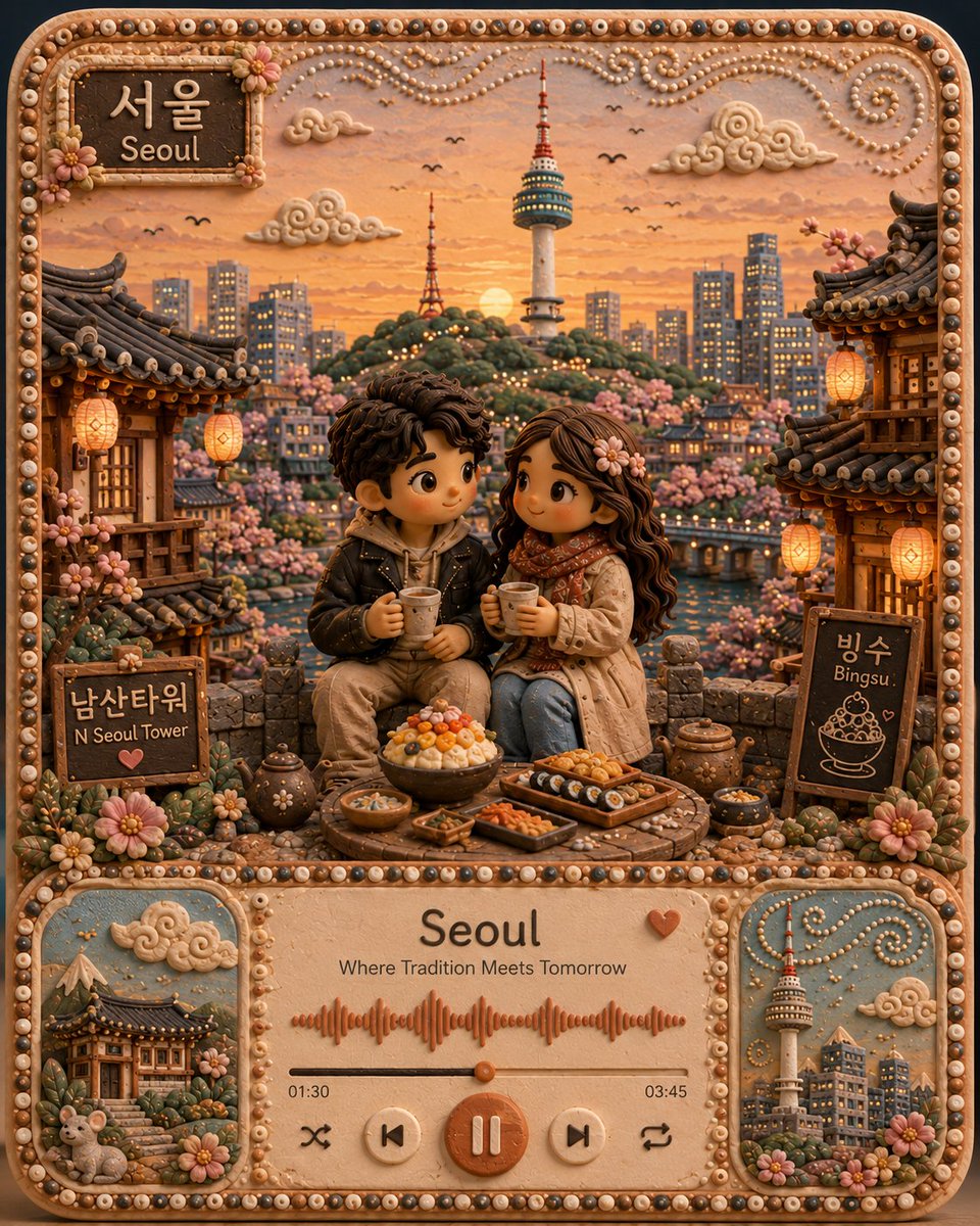 创作一幅适合 Instagram 的高端 4:5 竖版手工艺旅行插画,灵感来自 {LOCATION}。融合可爱的 3D 萌系角色、柔和哑光橡皮…, 图片 2