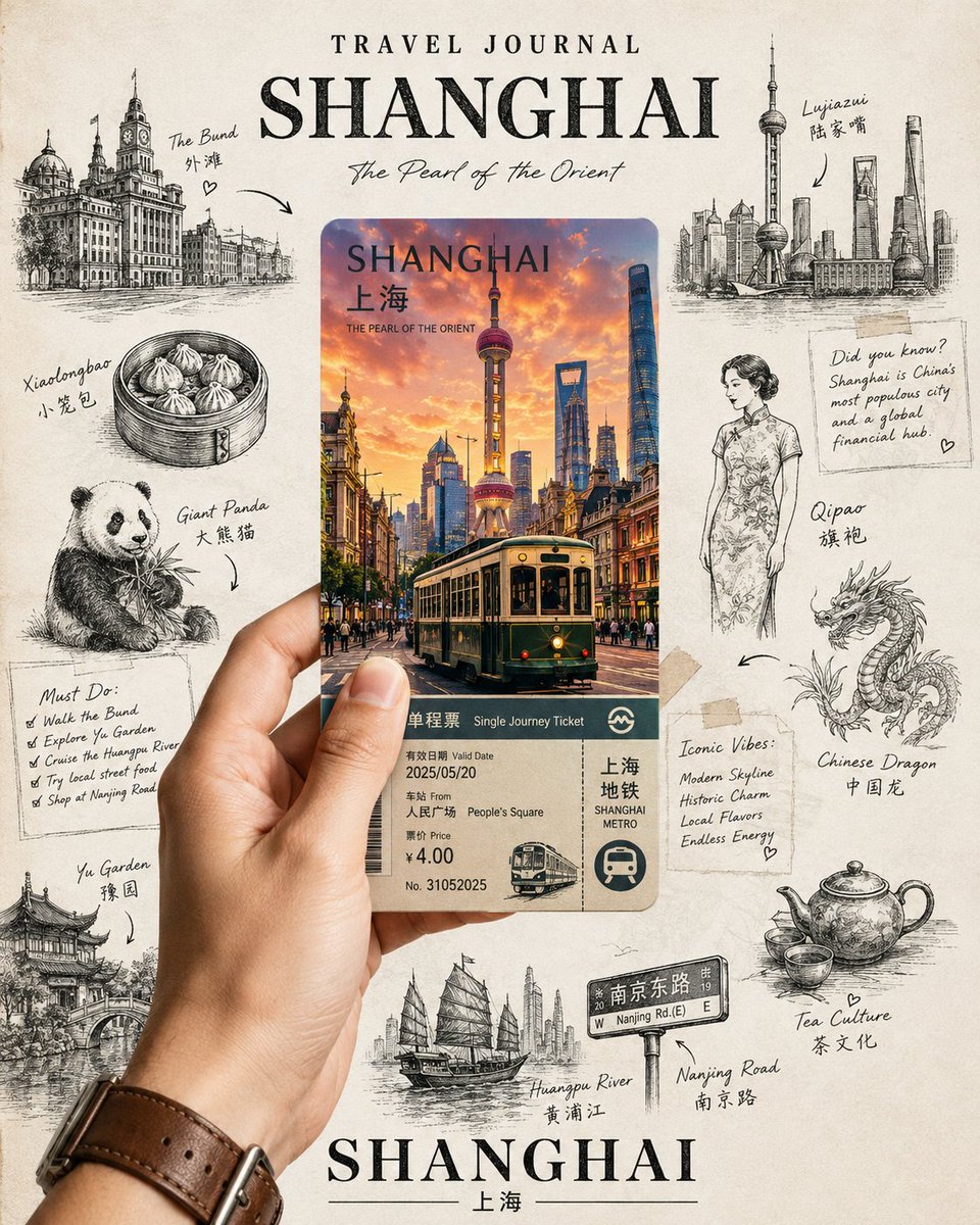 在干净的米白色或带有纹理的纸张背景上,创作一张以{LOCATION}为灵感的高级旅行日志风格拼贴海报。在画面中央放置一只写实的手,手持一张竖版…, 图片 1