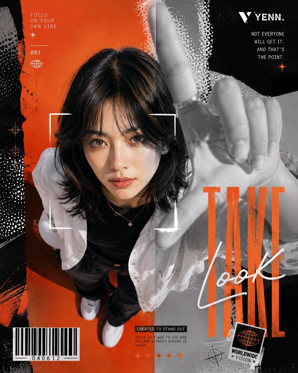 一张现代风格的时尚编辑海报,采用大胆的 Y2K 街头服饰图形设计风格。, 图片 1