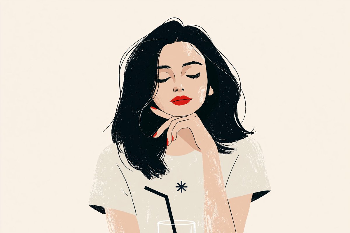一幅极简风格的插画，主体为[subject]，背景为米色，配有[hair description]、[facial details]以及[ex…, 图片 3