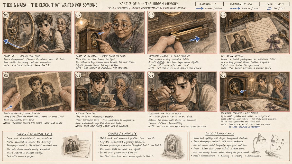 以精确的16:9宽屏横向格式,创建一份完整、高细节的专业动画故事板分镜表,内容为:, 图片 1