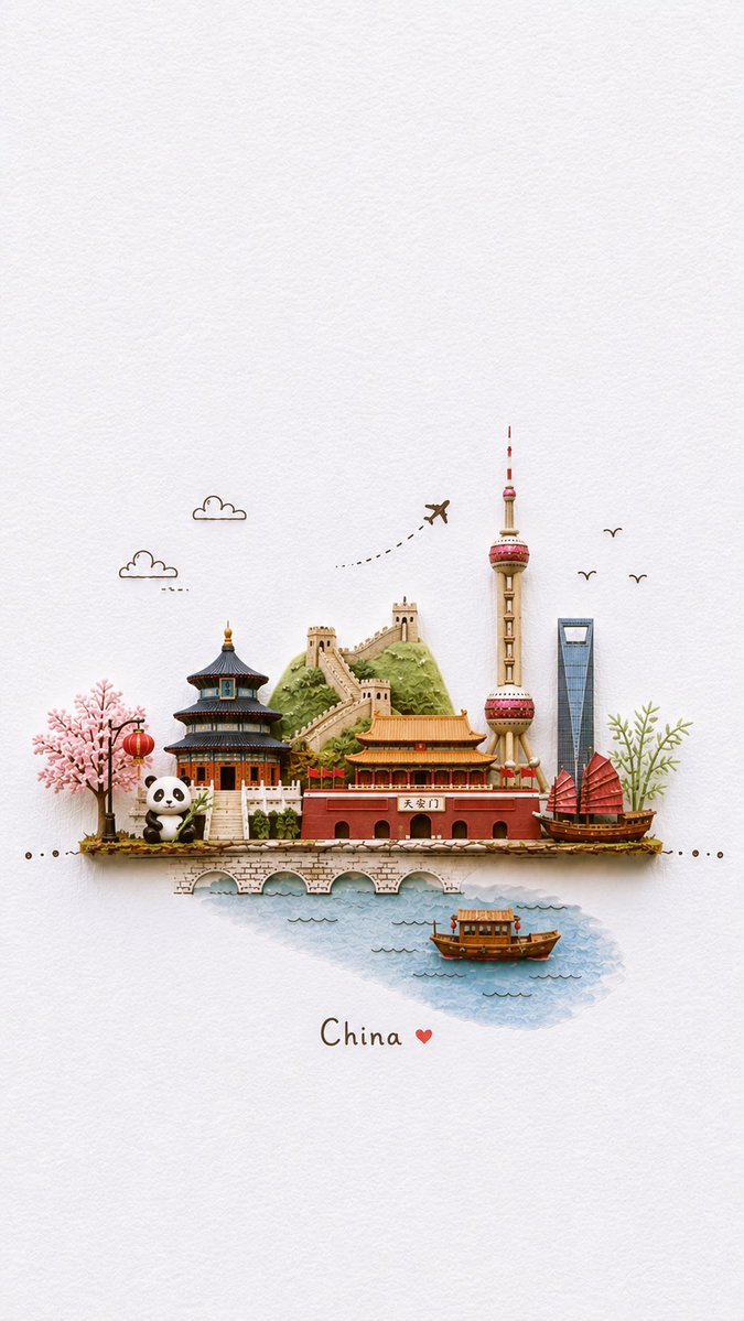 创作一幅迷人的微型3D纸质工艺旅行插画，主题为[DESTINATION]，设计成像一张精致的手工旅行明信片。以小巧手工艺模型的形式展示可识别的…, 图片 3