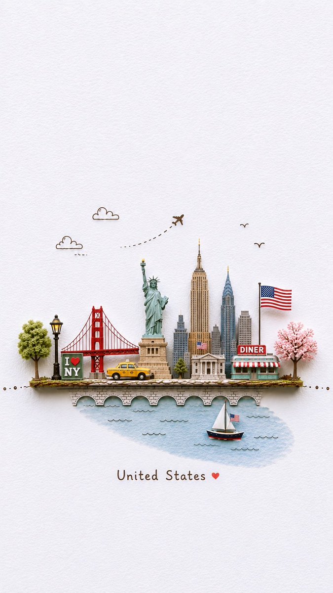 创作一幅迷人的微型3D纸质工艺旅行插画，主题为[DESTINATION]，设计成像一张精致的手工旅行明信片。以小巧手工艺模型的形式展示可识别的…, 图片 4