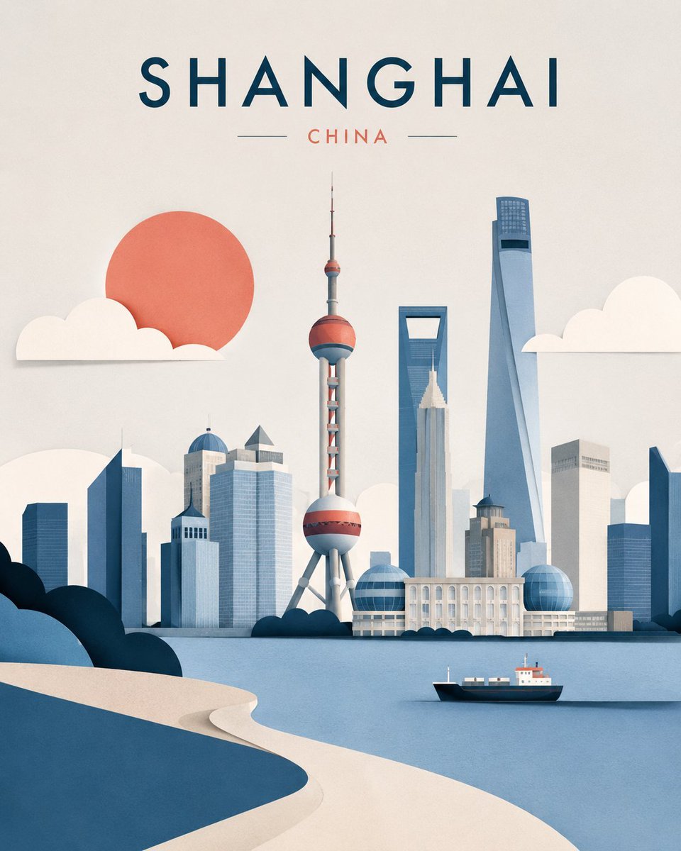 创建一个高端编辑风格的旅行插画，描绘 [DESTINATION]，[COUNTRY/REGION]，采用极简的分层剪纸插画风格。重要提示：此作…, 图片 2