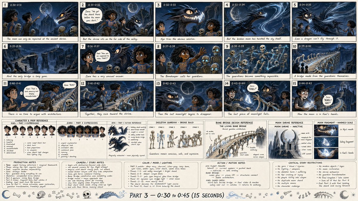 为原创电影级黑暗奇幻2D动画短片创建一张高细节的专业动画故事板:, 图片 1