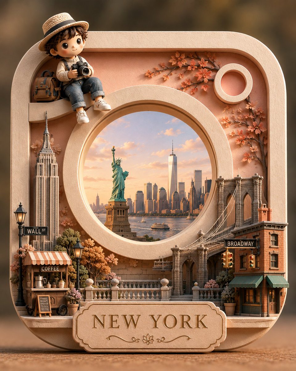 创作一个受 Instagram 标志启发的高级 3D 剪纸立体场景，以标志性的圆角方形外框和中心圆形镜头作为核心结构元素。构图应通过一个简洁、…, 图片 1