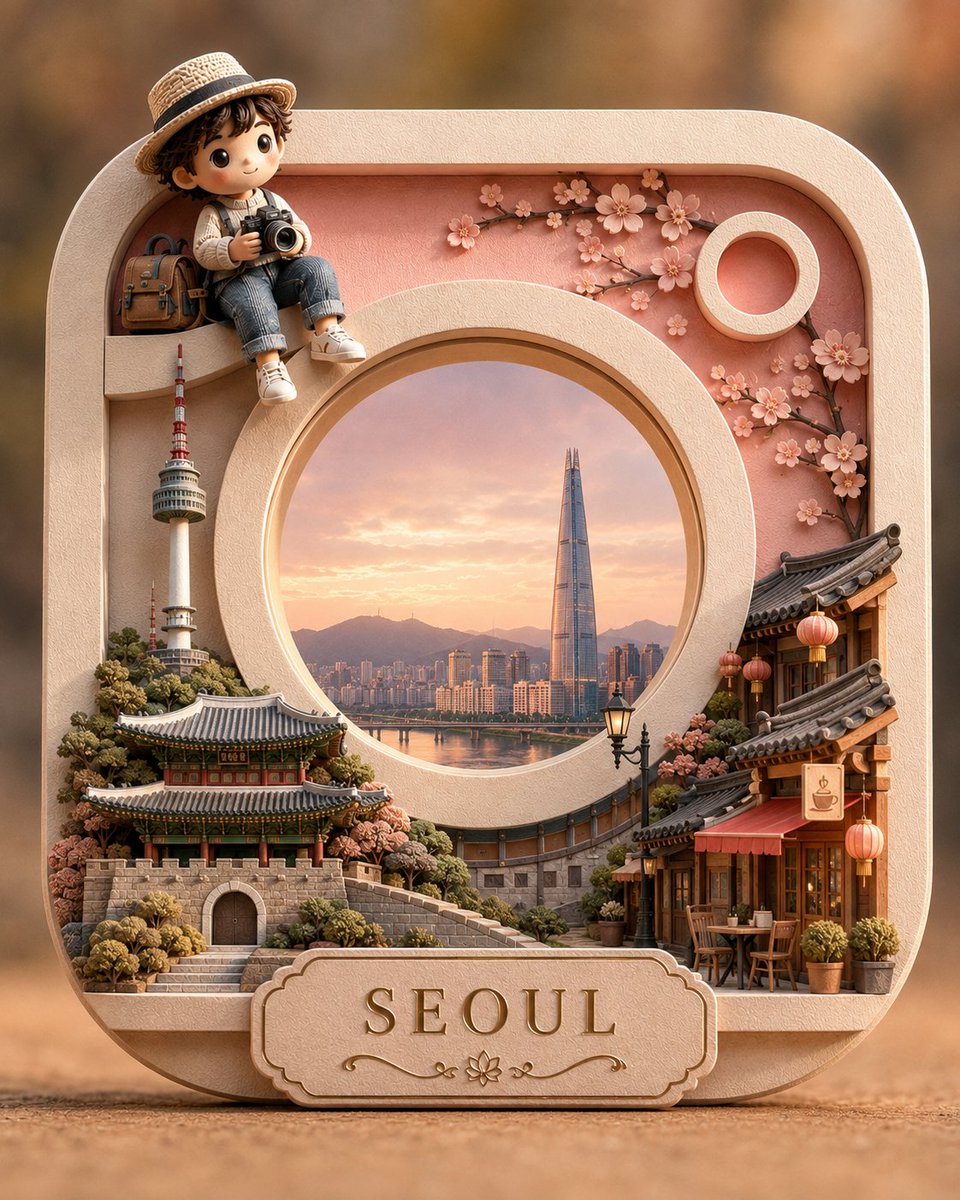 创作一个受 Instagram 标志启发的高级 3D 剪纸立体场景，以标志性的圆角方形外框和中心圆形镜头作为核心结构元素。构图应通过一个简洁、…, 图片 2
