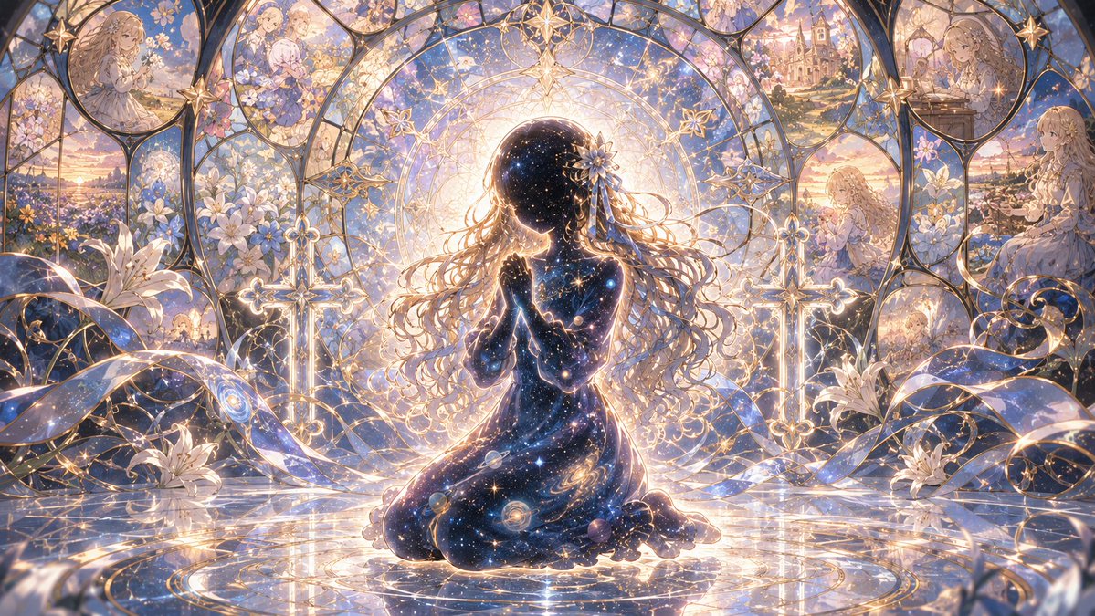 今天的提示词稍微简单一点,但我想再做一个宇宙主题的提示词。如果你单角色使用,也能获得一个相当酷的场景。, 图片 1