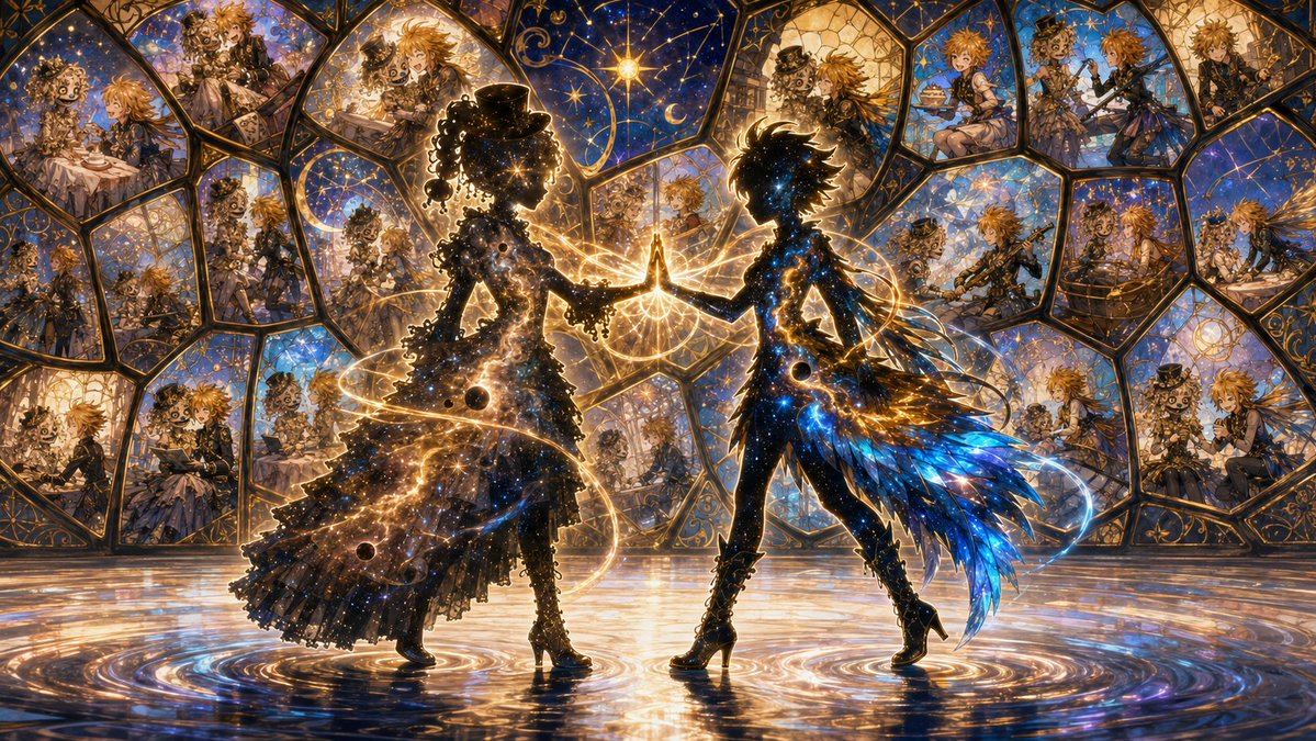 今天的提示词稍微简单一点,但我想再做一个宇宙主题的提示词。如果你单角色使用,也能获得一个相当酷的场景。, 图片 3