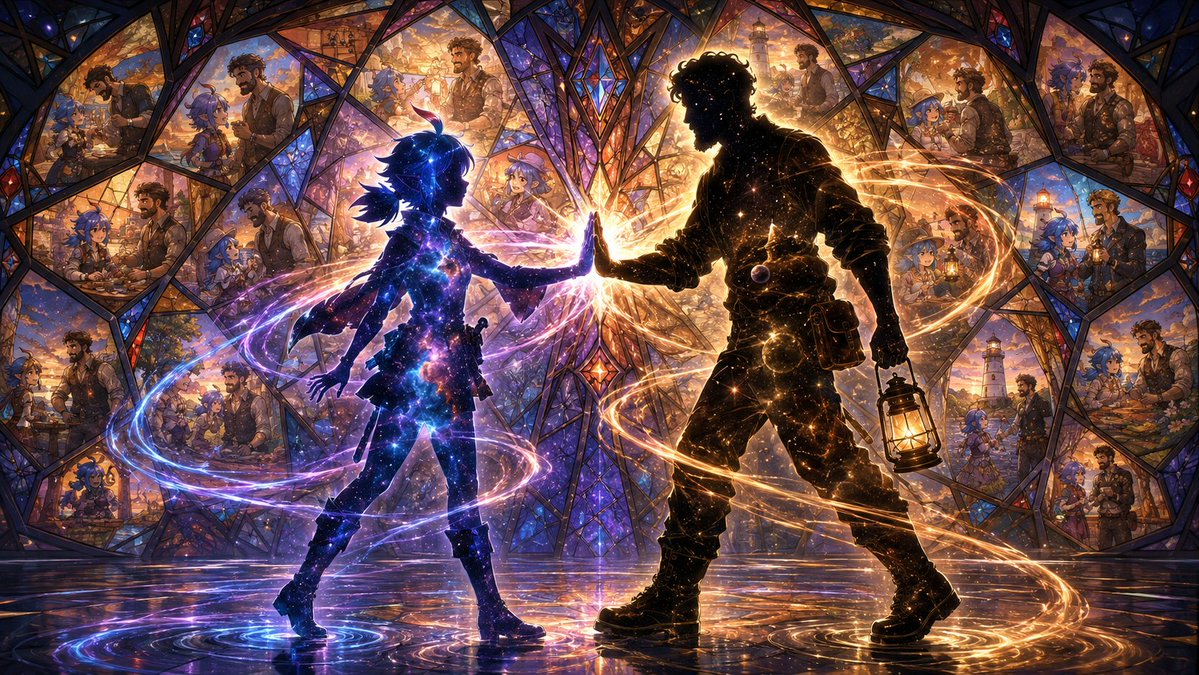 今天的提示词稍微简单一点,但我想再做一个宇宙主题的提示词。如果你单角色使用,也能获得一个相当酷的场景。, 图片 4