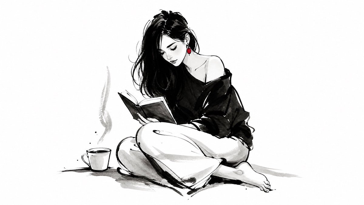 “[SUBJECT] 的极简主义水墨插画，笔触自信利落，轮廓简约，细节微小传神，纯黑墨色搭配一处微妙点缀，白色背景，现代角色设计美学，带有手工…, 图片 1