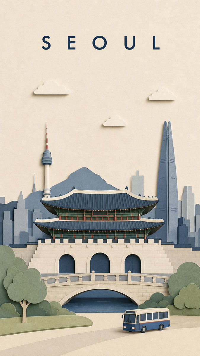 为{DESTINATION / CITY}创作一张竖版 9:16 的高级旅行海报,采用极简手工分层剪纸拼贴风格。, 图片 2