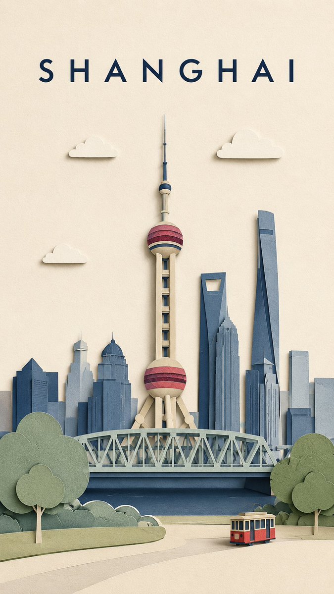 为{DESTINATION / CITY}创作一张竖版 9:16 的高级旅行海报,采用极简手工分层剪纸拼贴风格。, 图片 3