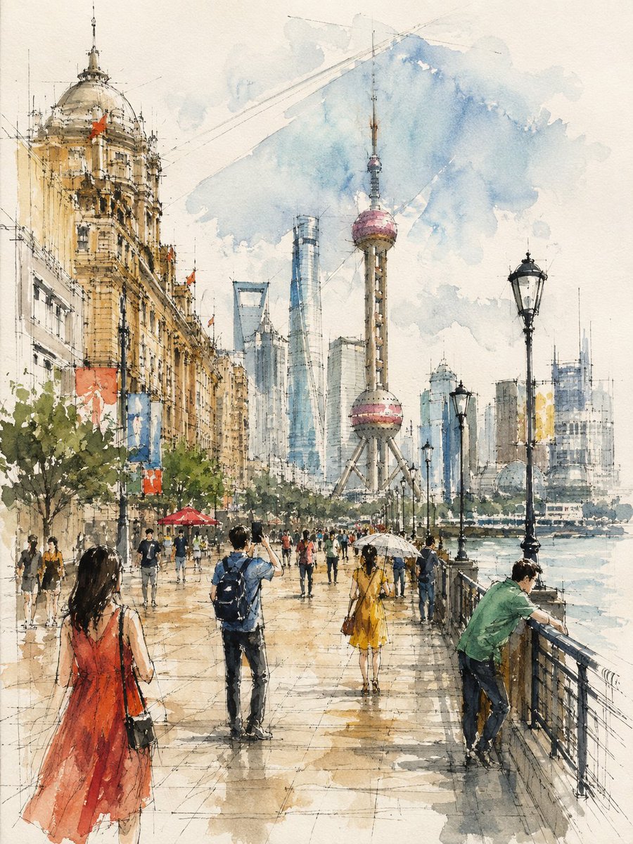 Loose watercolor and pen sketch inside {LOCATION / SUBJECT}, seen from …, 图片 3