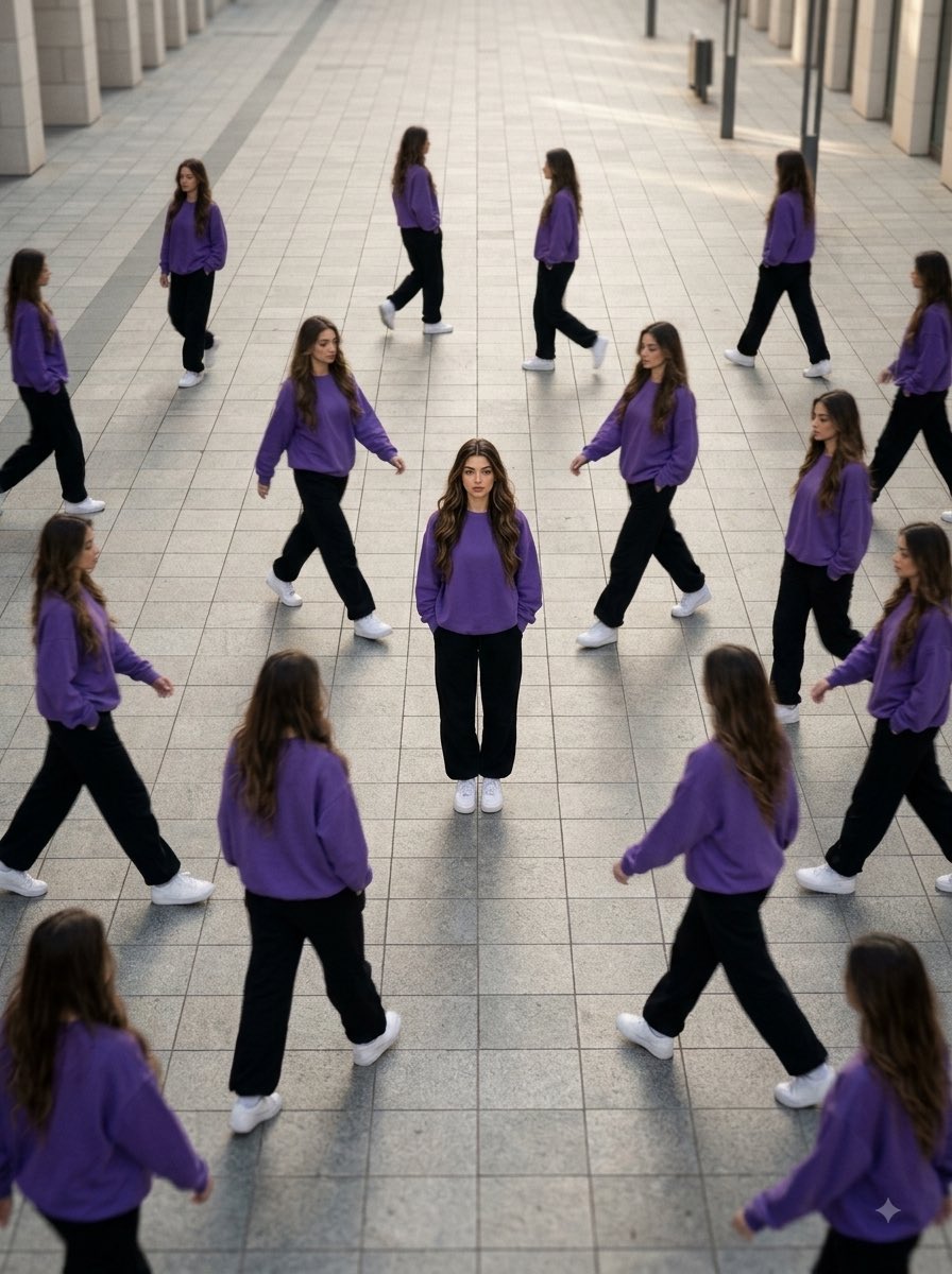 Transform the uploaded person into a premium ultra-realistic surreal clone-phot…