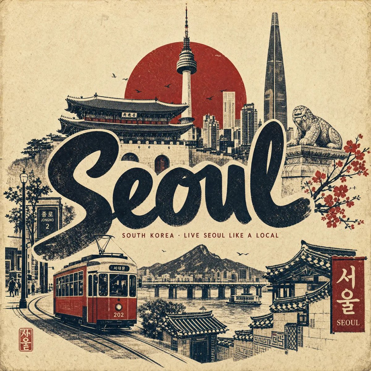 为 [CITY]（[COUNTRY]）创作一张高级的 4:5 纵向复古旅行海报，风格设计为优雅的当代手工丝网印刷 / 麻胶版画拼贴作品，呈现于…, 图片 4
