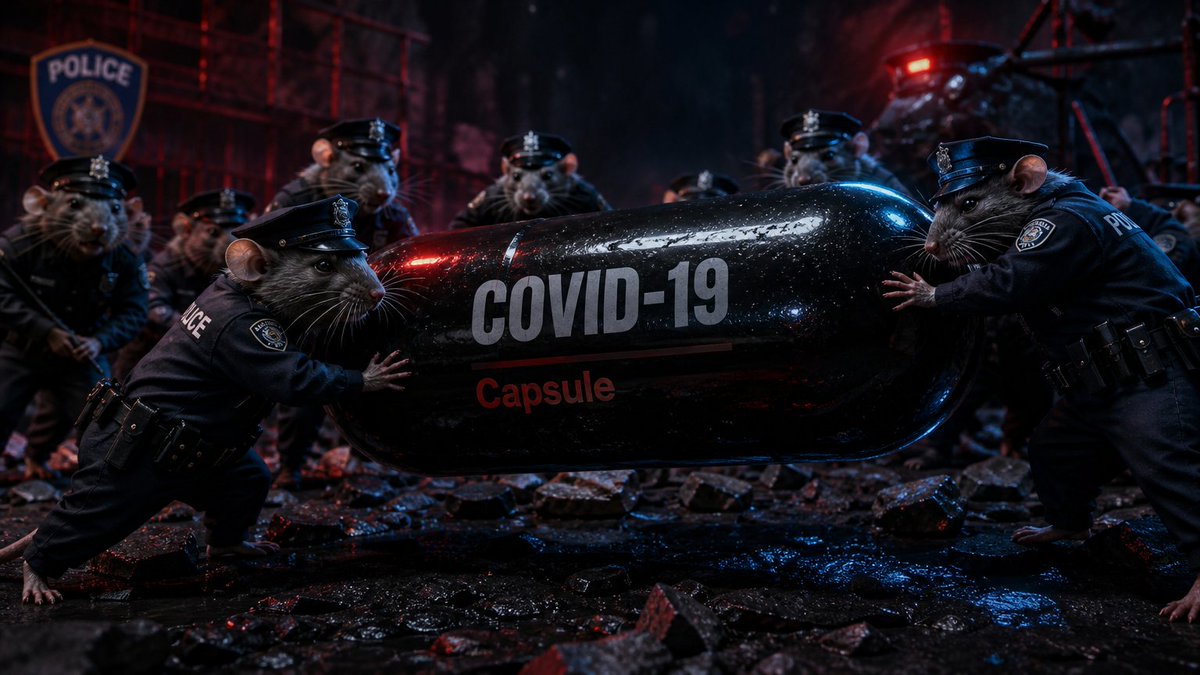 穿着警察制服的老鼠与一个充满covid19的邪恶巨型胶囊战斗, 图片 1