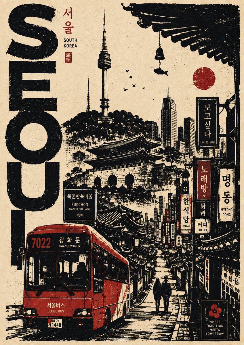 为 [CITY]（[COUNTRY]）创作一张精品级 4:5 竖版复古旅行海报，灵感源自经典丝网印刷、亚麻版刻（linocut）插画、复古编辑…, 图片 3