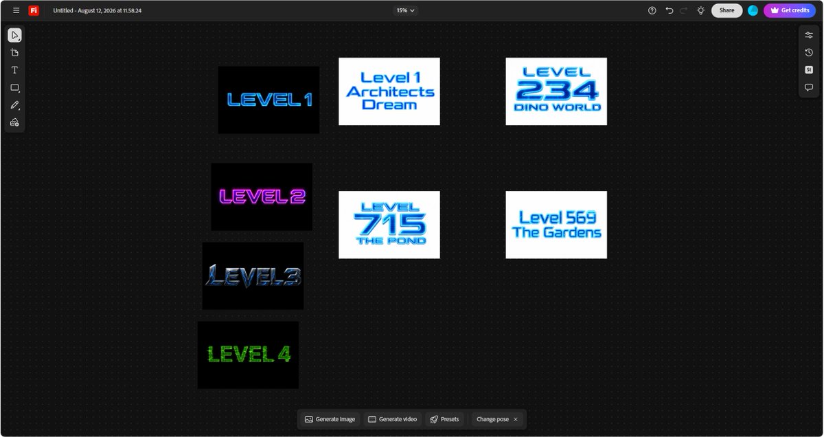 独立悬浮文字"Level 715 The Pond"(池塘第715关),采用完美全息青色与电蓝色,未来主义无衬线字体,带柔和发光边缘,细腻的数…, 图片 1