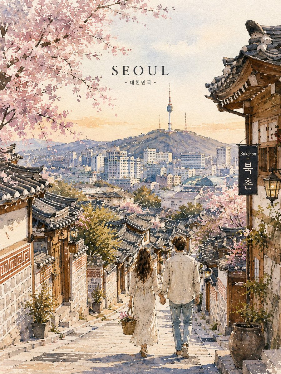 创作一幅高端竖版 4:5 水彩旅行海报，以浪漫、沉浸式的旅行场景描绘 [CITY]（[CITY]）和 [COUNTRY]（[COUNTRY]）。, 图片 2