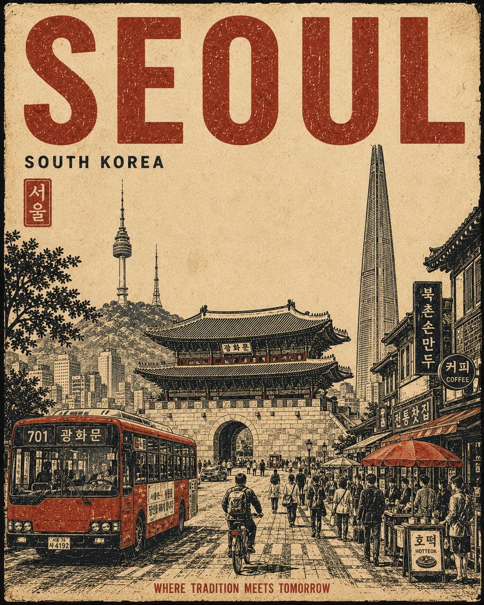 为[城市]、[国家]创作一张高级品质的4:5竖版复古旅行海报。每次生成都需遵循相同的视觉结构、构图、比例和艺术处理方式。最终成品必须感觉像是同…, 图片 2