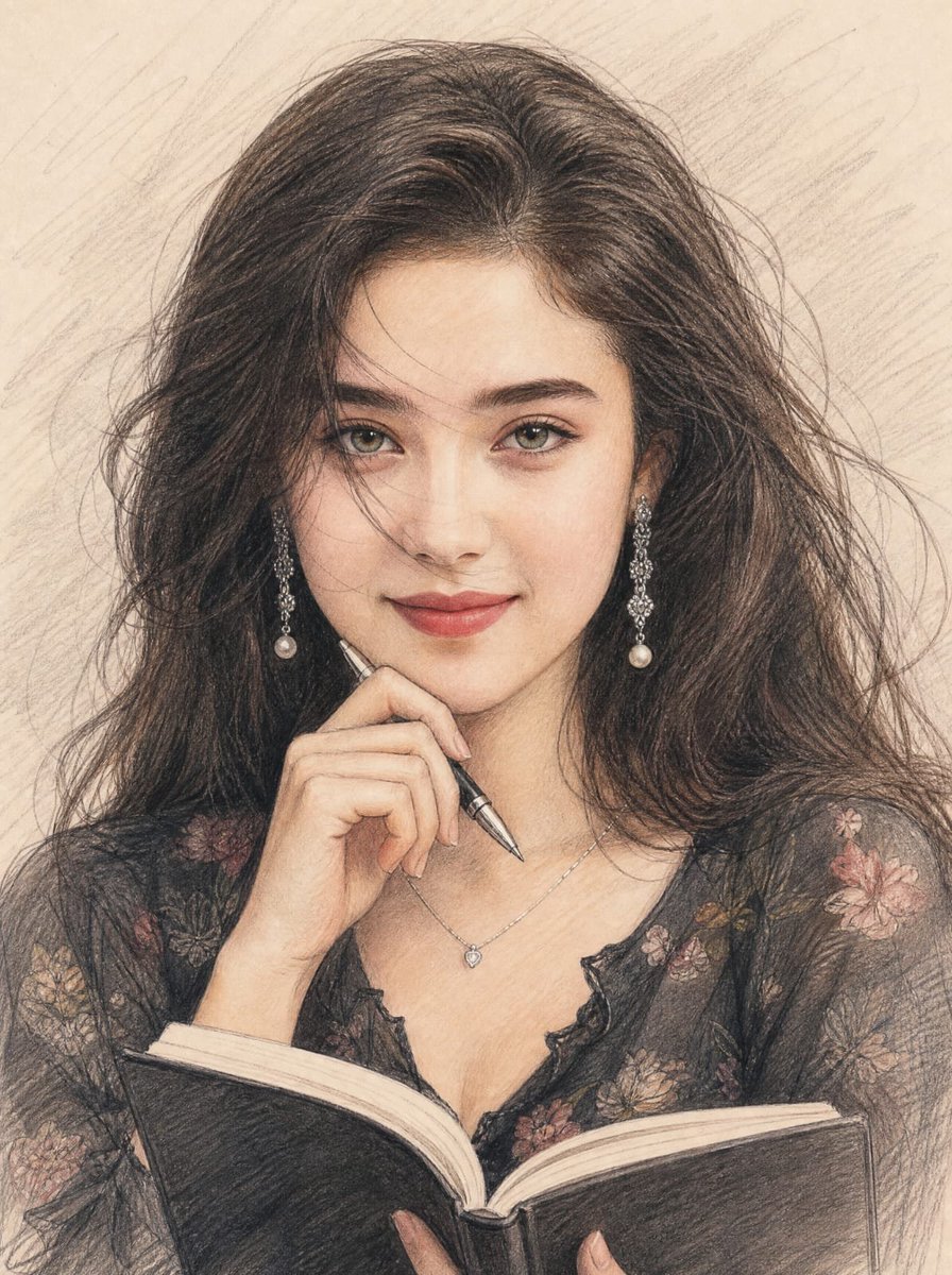 彩色铅笔素描风格,经典艺术绘画风格,细节高度精细渲染。, 图片 1