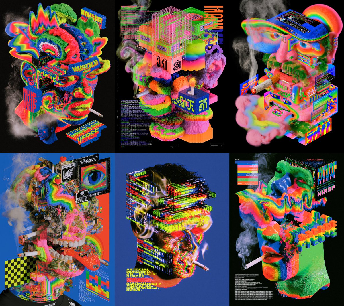 人工智能 抽香烟, 简洁极简, 多重宇宙, 代码维度包裹, 等距像素宇宙, 四维分层深度, 有序收纳 --ar 3:4 --exp 20 --…, 图片 1