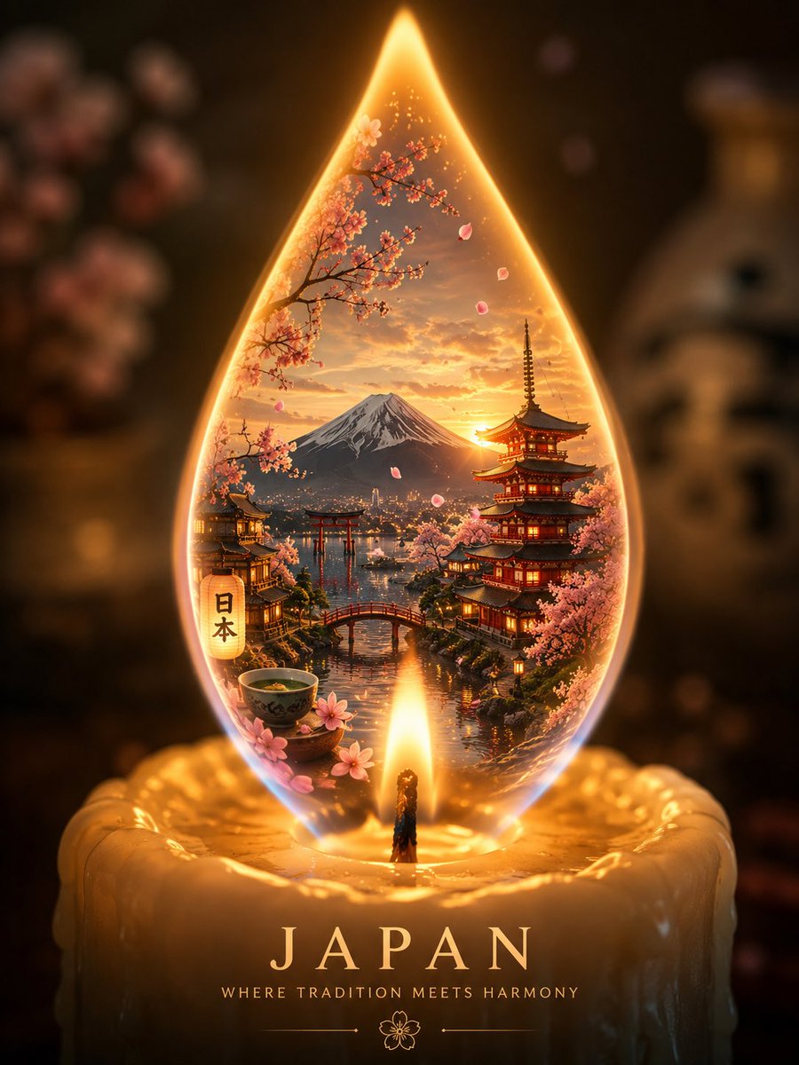 创作一幅令人惊叹的高端竖版 4:5 旅行艺术作品，在发光的烛焰中呈现 [COUNTRY]。, 图片 1