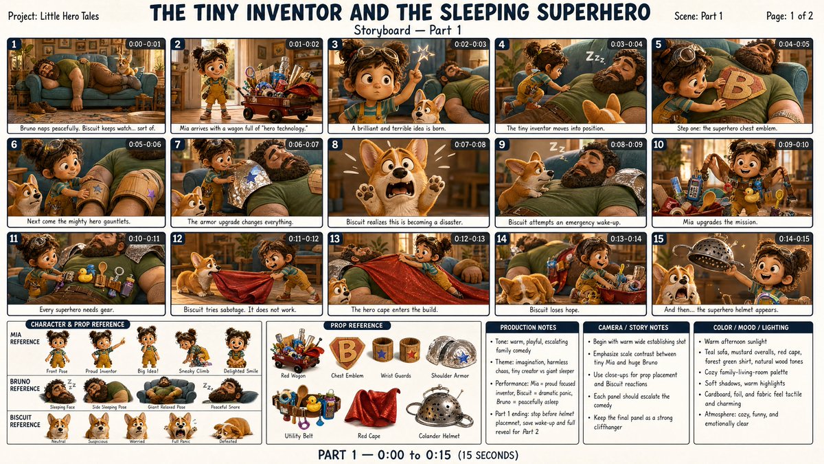 为一部名为《THE TINY INVENTOR AND THE SLEEPING SUPERHERO》（小小发明家与沉睡的超级英雄）的原创 3…, 图片 1
