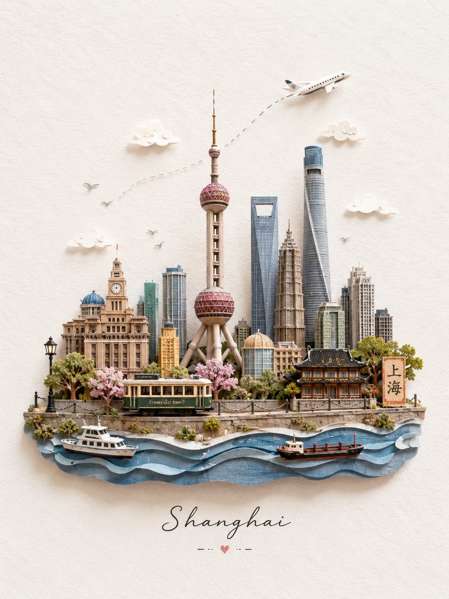 创作一幅迷人的 3D 微型纸艺旅行插画，主题为 [DESTINATION]，设计成一张精致的手工旅行明信片。仅使用目的地名称来标识地点，然后将…, 图片 1