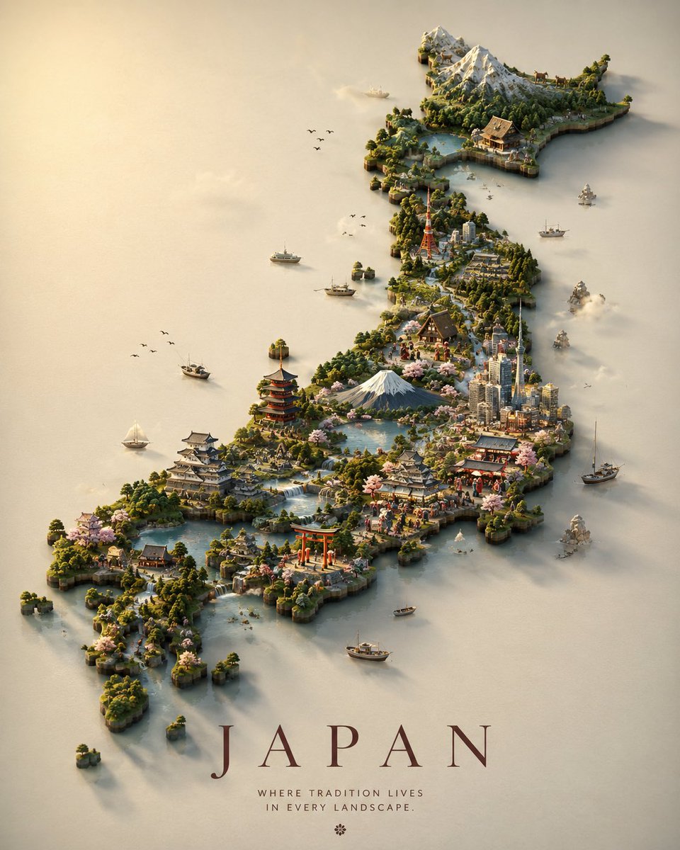 创作一张高端竖版 4:5 概念旅行海报，主题国家为 [COUNTRY]，设计为一张超现实的活体地形图。, 图片 1