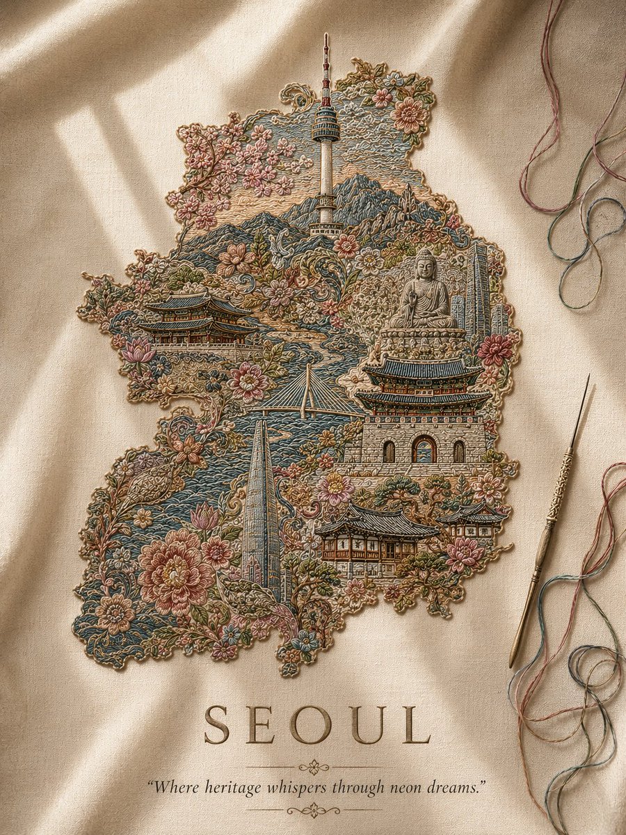 创作一幅令人惊叹的纵向奢华旅行艺术作品,宽高比为3:4,以精美手工刺绣的克什米尔索兹尼(Sozni)刺绣工艺,完整呈现[CITY/COUNTR…, 图片 2