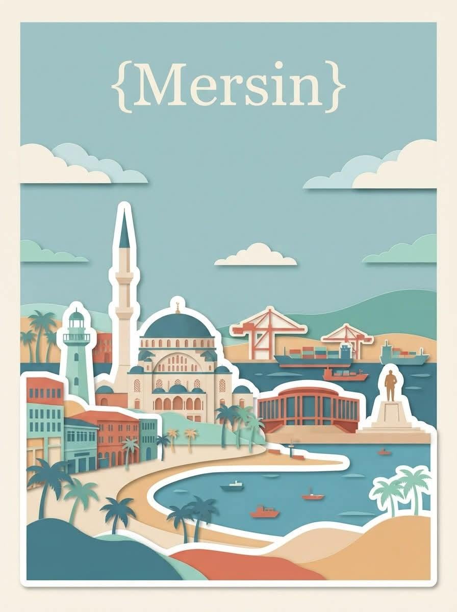 创作一幅极简编辑风格的旅行海报，主角为 [CITY, TURKEY]，灵感来自现代剪纸拼贴与手工旅行插画。使用温暖的奶油色/米白色纹理纸张背景…, 图片 2